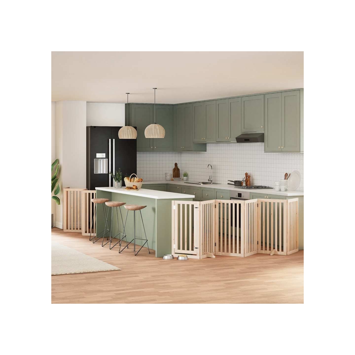 Barrière pour chien porte pliable 15 panneaux bois de peuplier