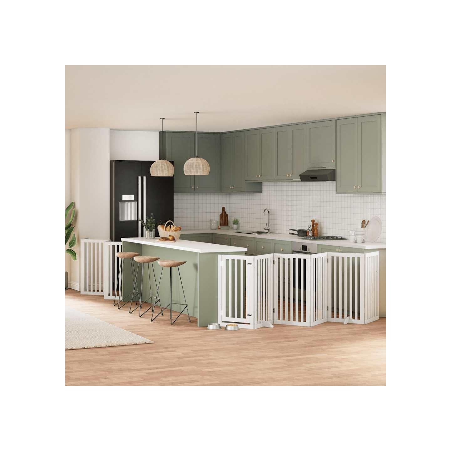 Barrière pour chien porte pliable 15 panneaux bois de peuplier