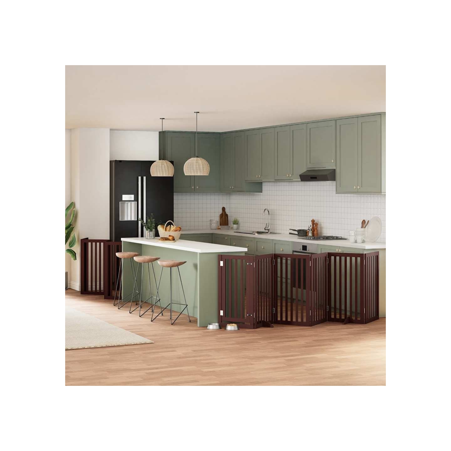 Barrière pour chien porte pliable 15 panneaux bois de peuplier