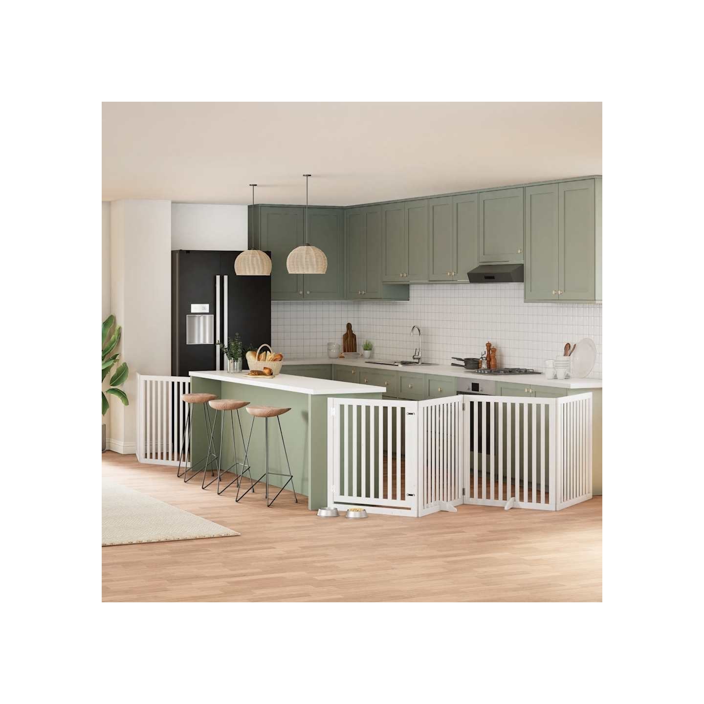 Barrière pour chien porte pliable 8panneaux blanc bois peuplier