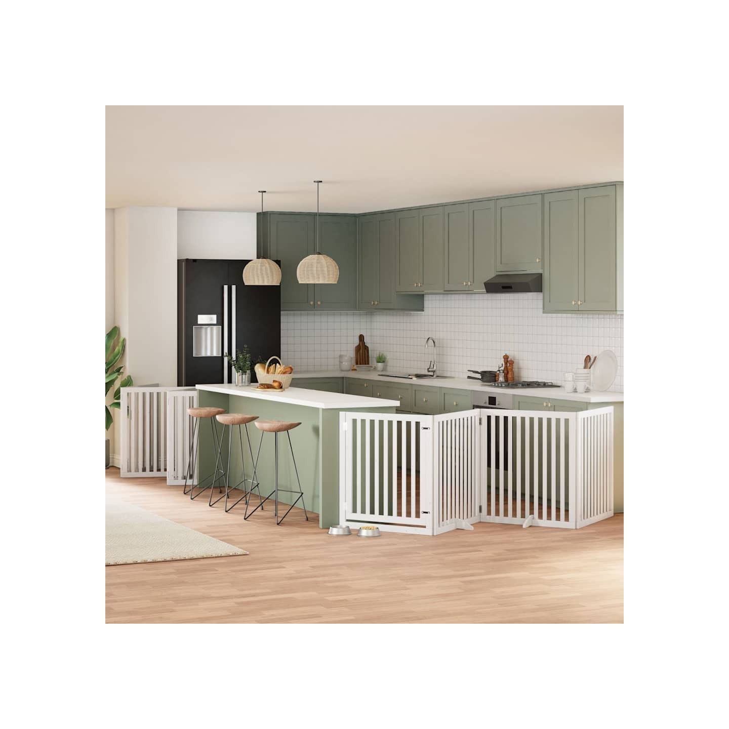 Barrière pour chien porte pliable 10 panneaux bois de peuplier