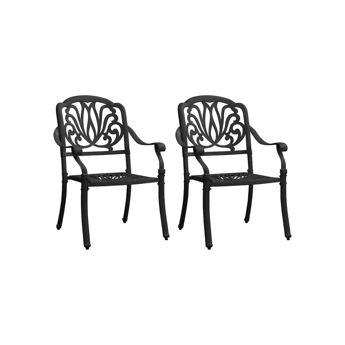Chaises de jardin lot de 2 Aluminium coulé Noir