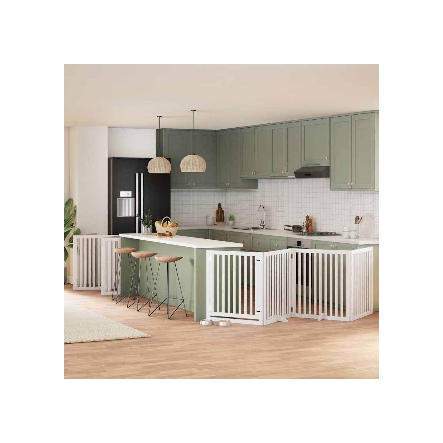 Barrière pour chien porte pliable 12 panneaux bois de peuplier