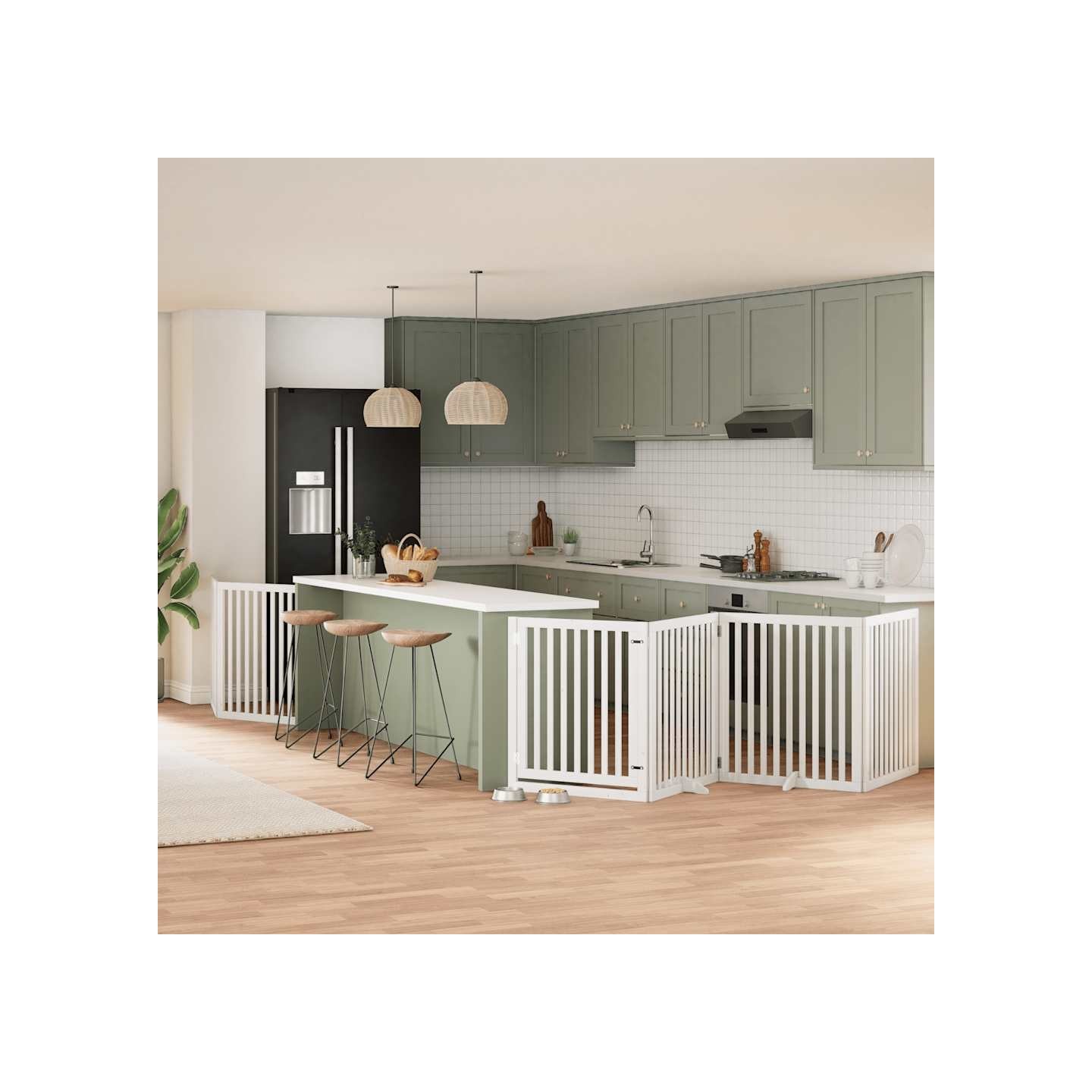 Barrière pour chien porte pliable 6panneaux blanc bois peuplier
