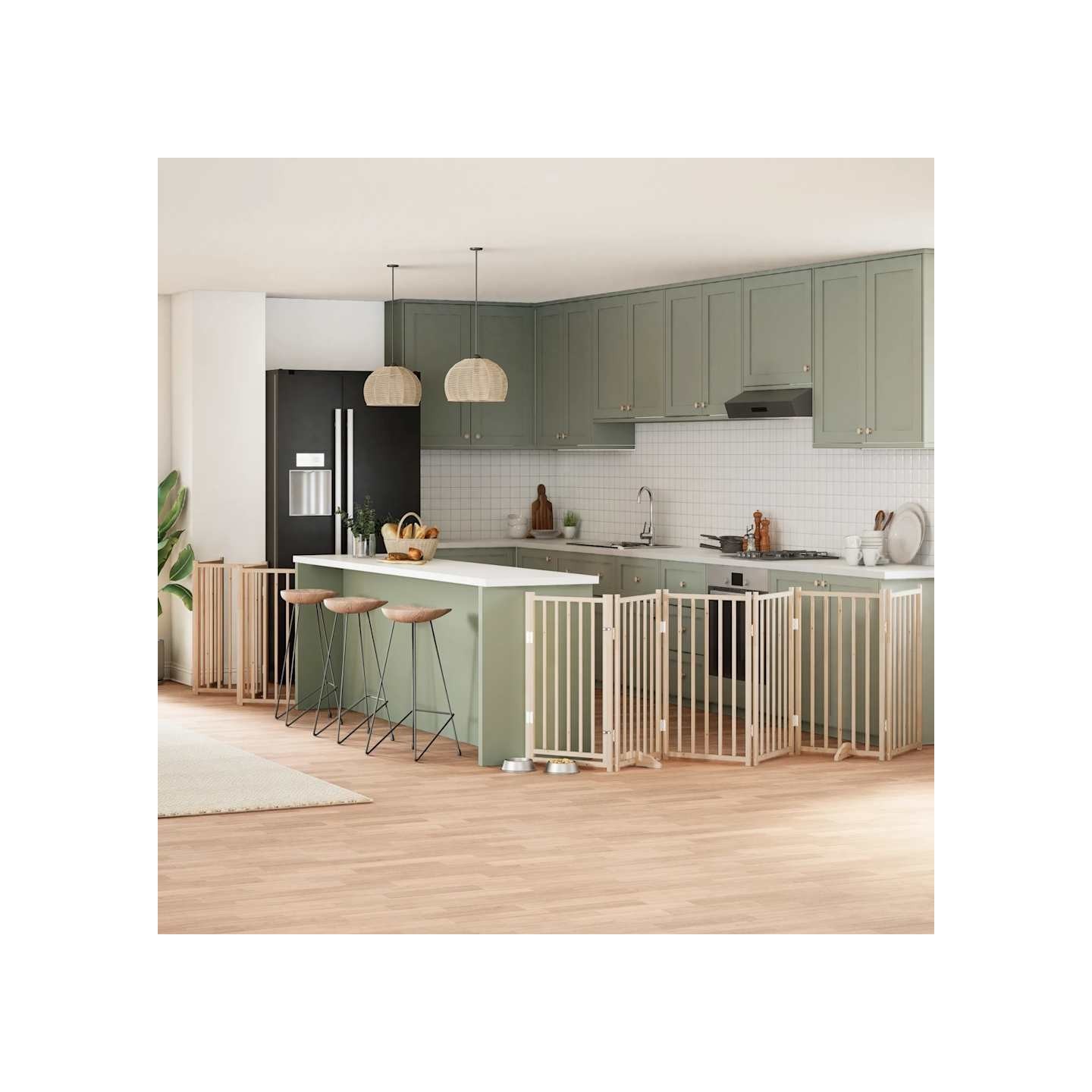 Barrière pour chien porte pliable 15 panneaux bois de peuplier