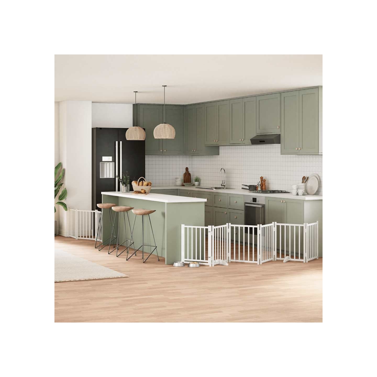 Barrière pour chien porte pliable 9panneaux blanc bois peuplier