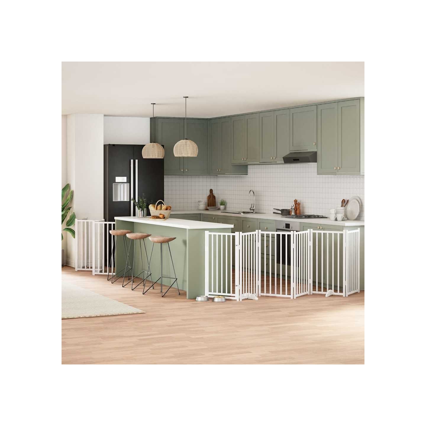 Barrière pour chien porte pliable 15 panneaux bois de peuplier