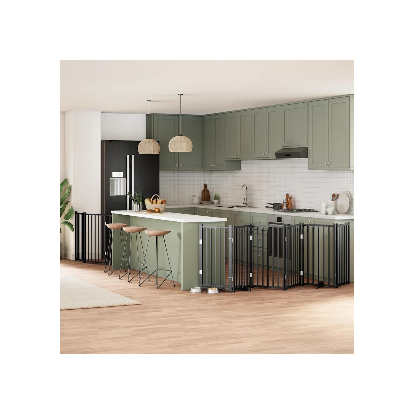 Barrière pour chien porte pliable 9 panneaux noir bois peuplier