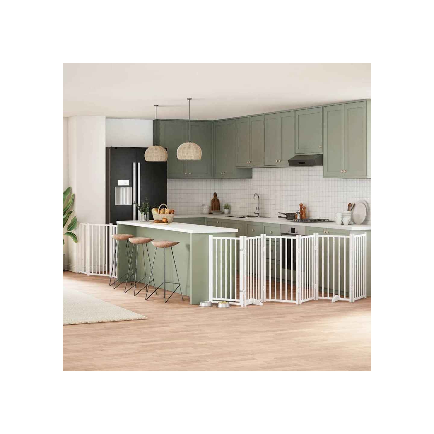 Barrière pour chien porte pliable 9panneaux blanc bois peuplier