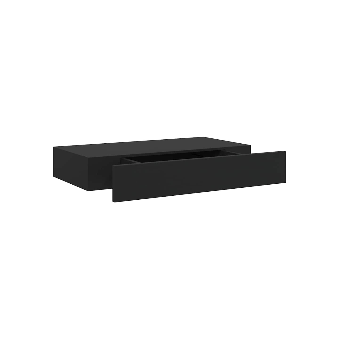 Étagère murale flottante avec tiroir Noir 48x25x8 cm