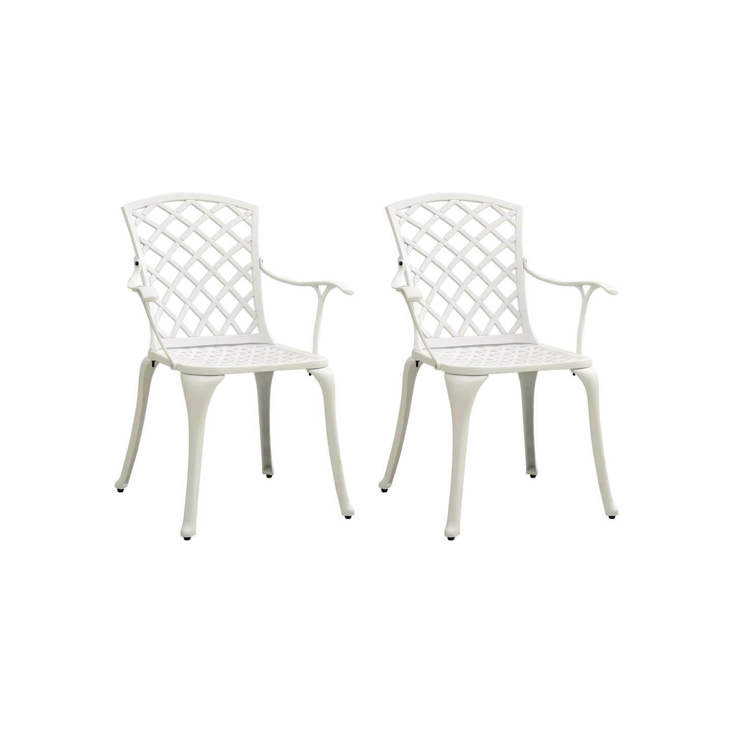 Chaises de jardin lot de 2 Aluminium coulé Blanc