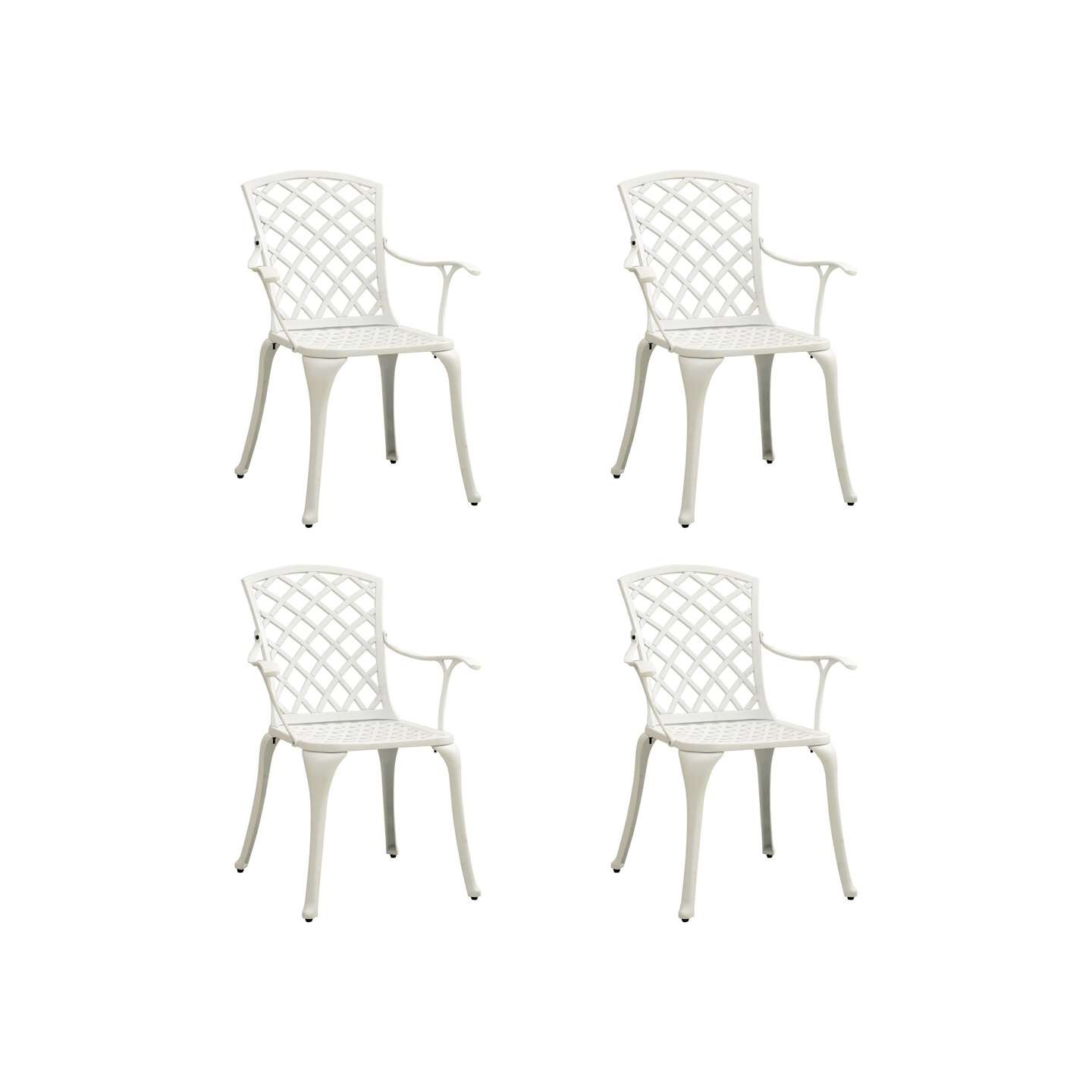 Chaises de jardin lot de 4 Aluminium coulé Blanc