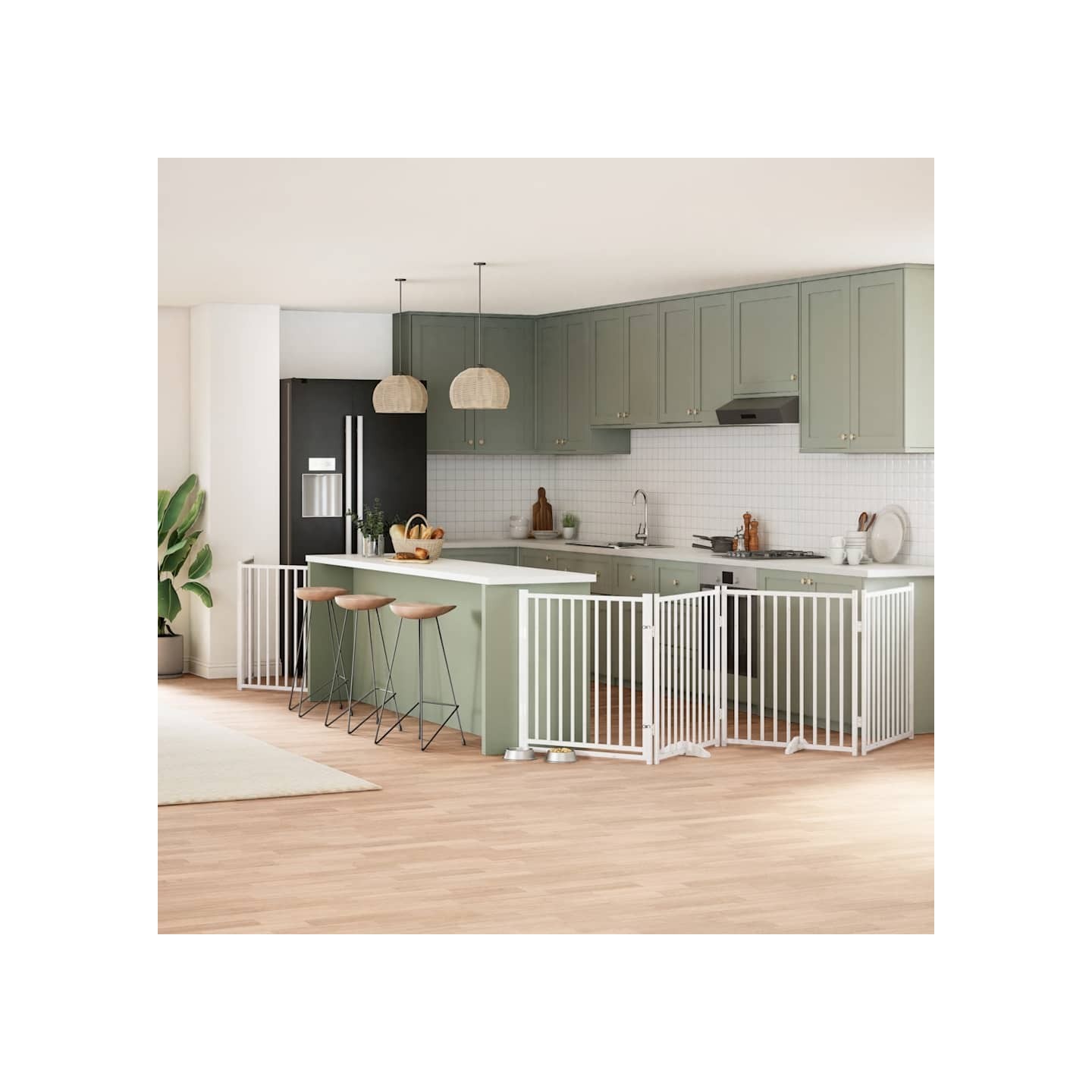 Barrière pour chien porte pliable 6panneaux blanc bois peuplier