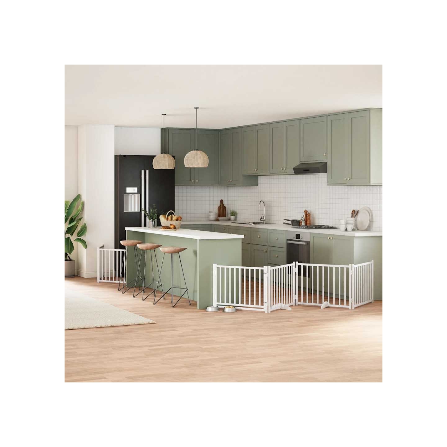 Barrière pour chien porte pliable 6panneaux blanc bois peuplier