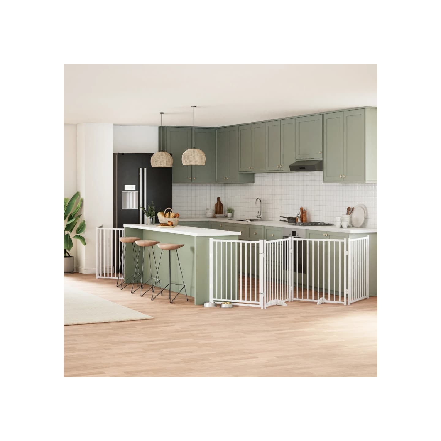 Barrière pour chien porte pliable 8panneaux blanc bois peuplier