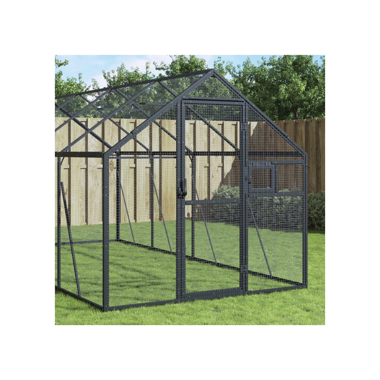 Volière anthracite 1,79x8x1,85 m aluminium