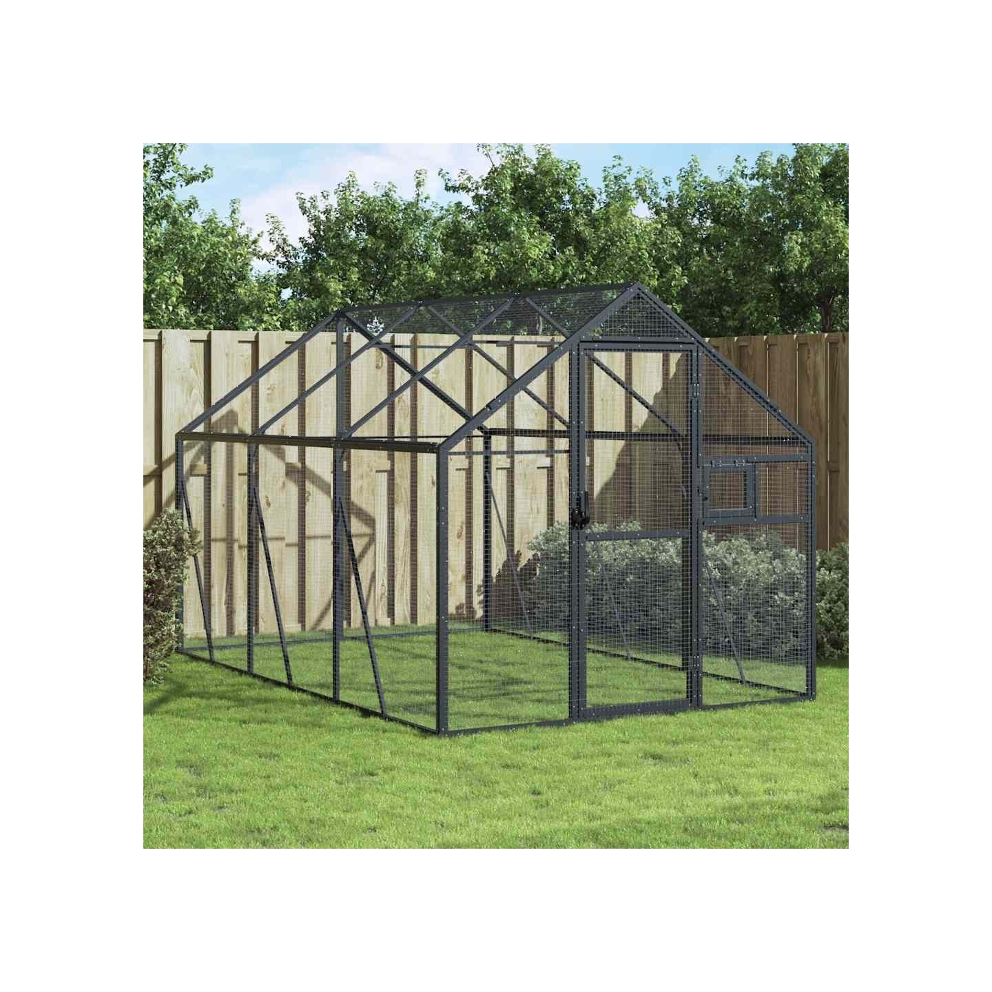 Volière anthracite 1,79x3x1,85 m aluminium