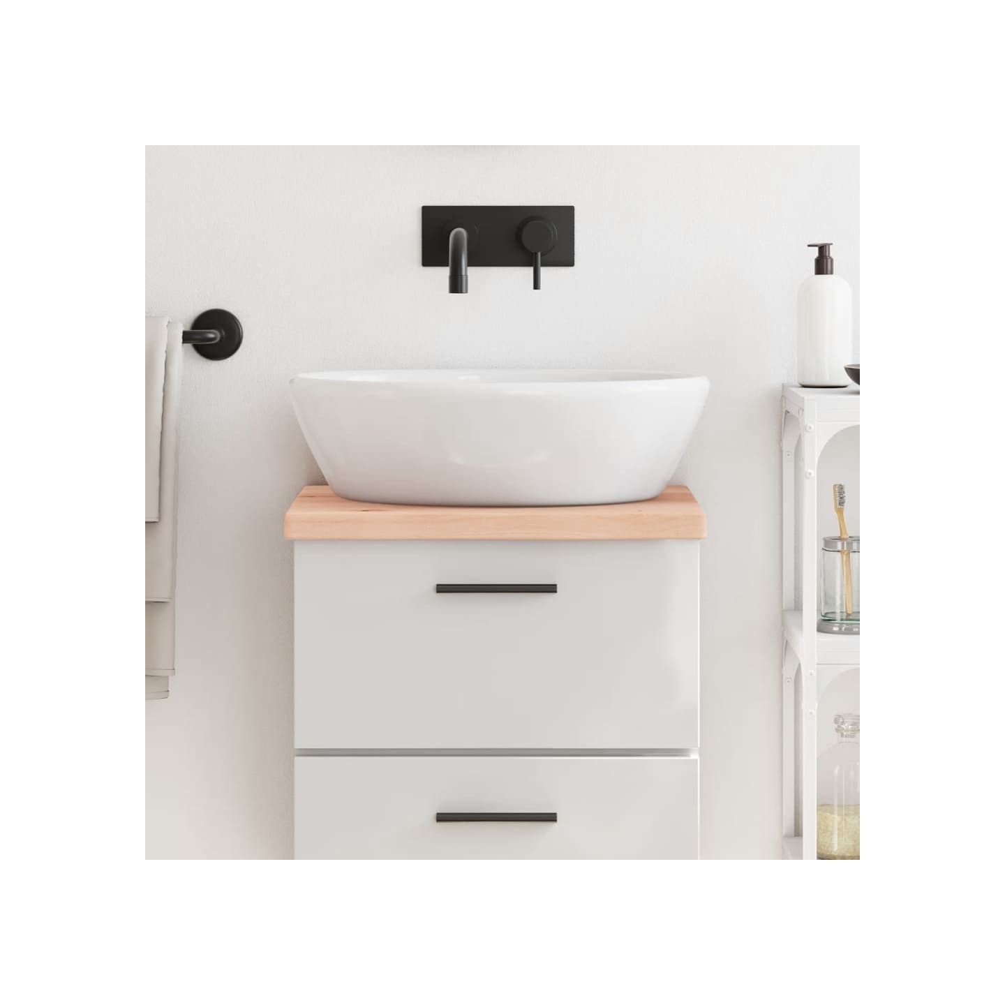 Comptoir de salle de bain 40x40x(2-4) cm bois massif non traité