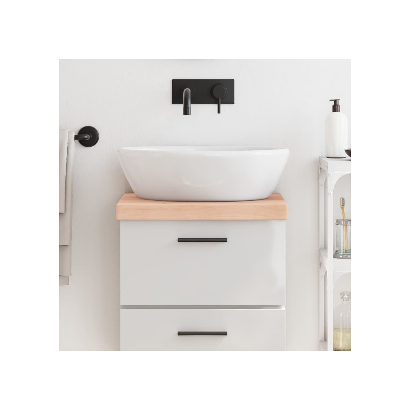 Comptoir de salle de bain 40x40x(2-6) cm bois massif non traité