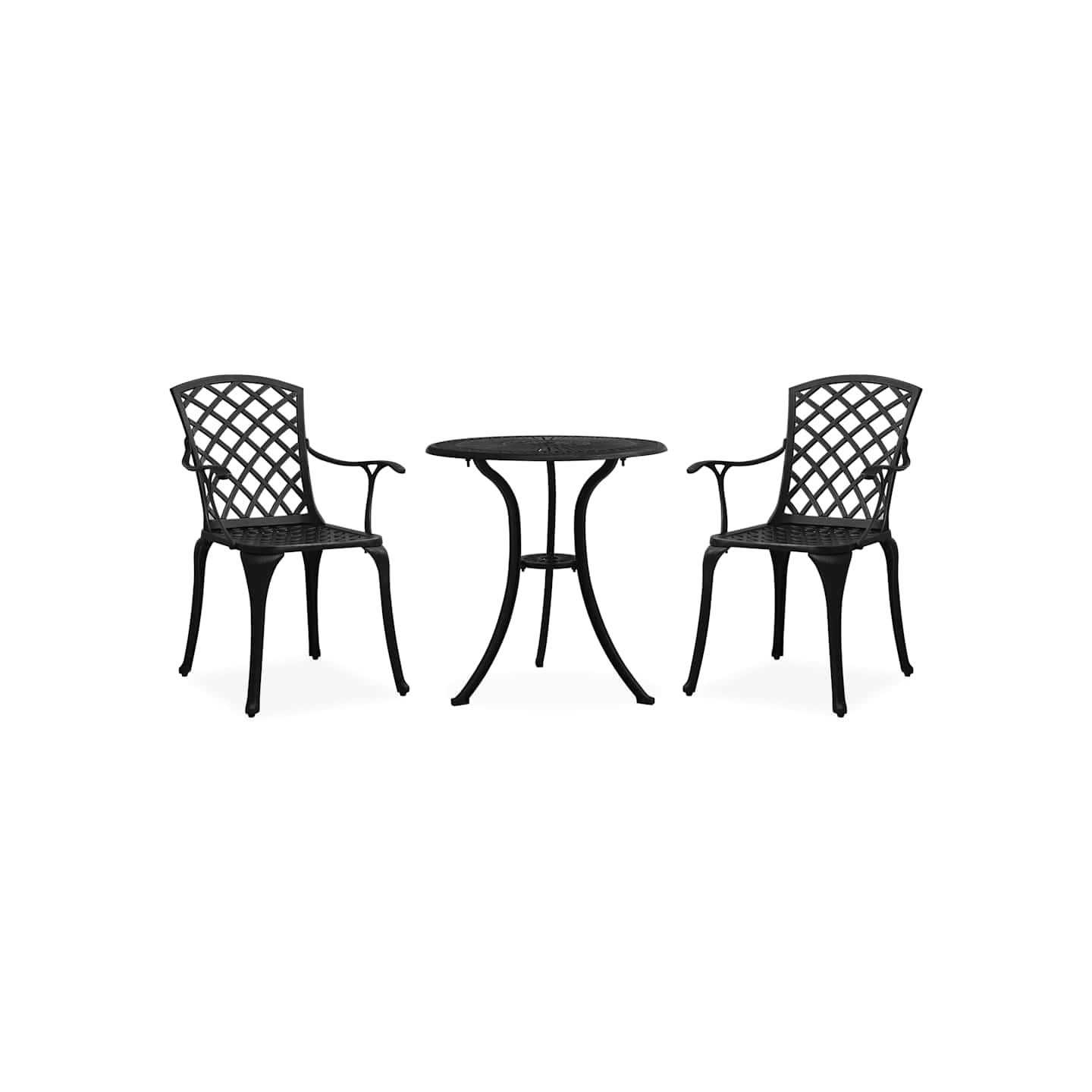 Ensemble de bistro 3 pcs Aluminium coulé Noir