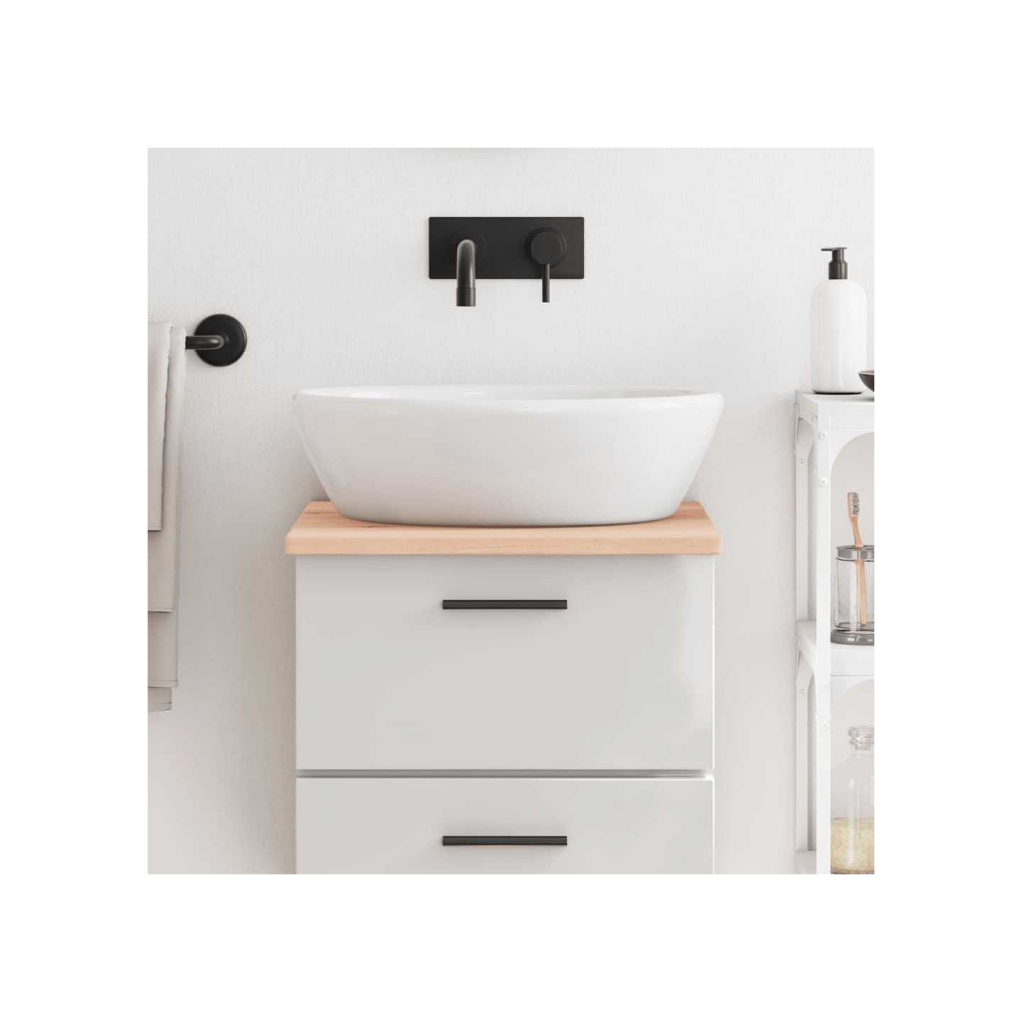 Comptoir de salle de bain 40x50x2 cm bois massif non traité