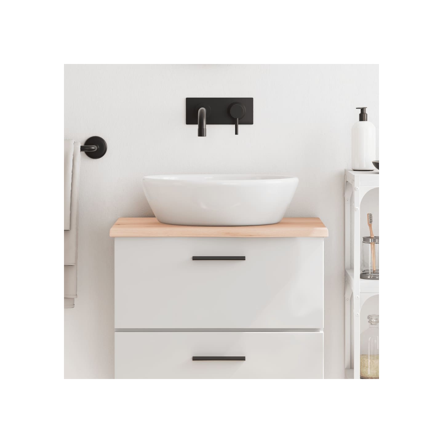 Comptoir de salle de bain 60x30x2 cm bois massif non traité