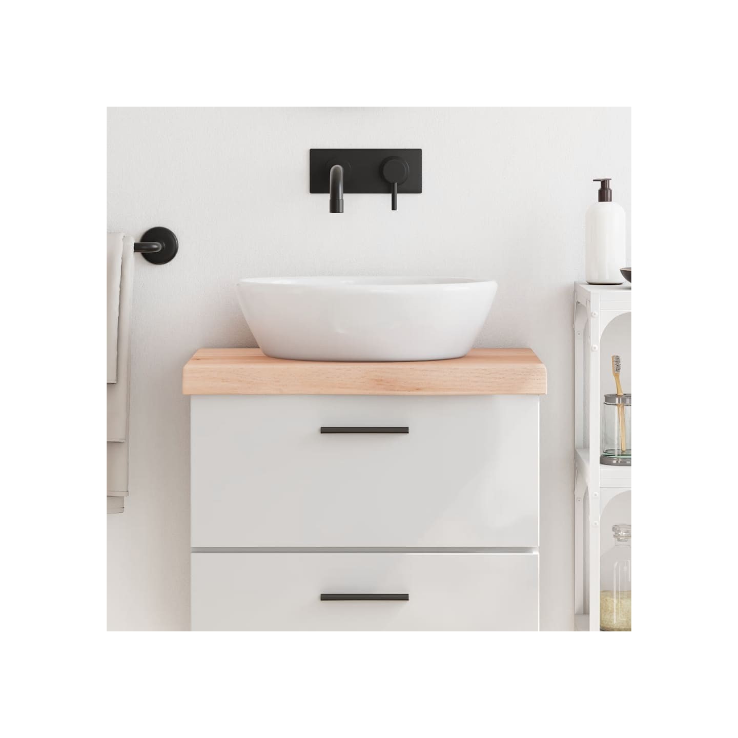 Comptoir de salle de bain 60x30x(2-6) cm bois massif non traité