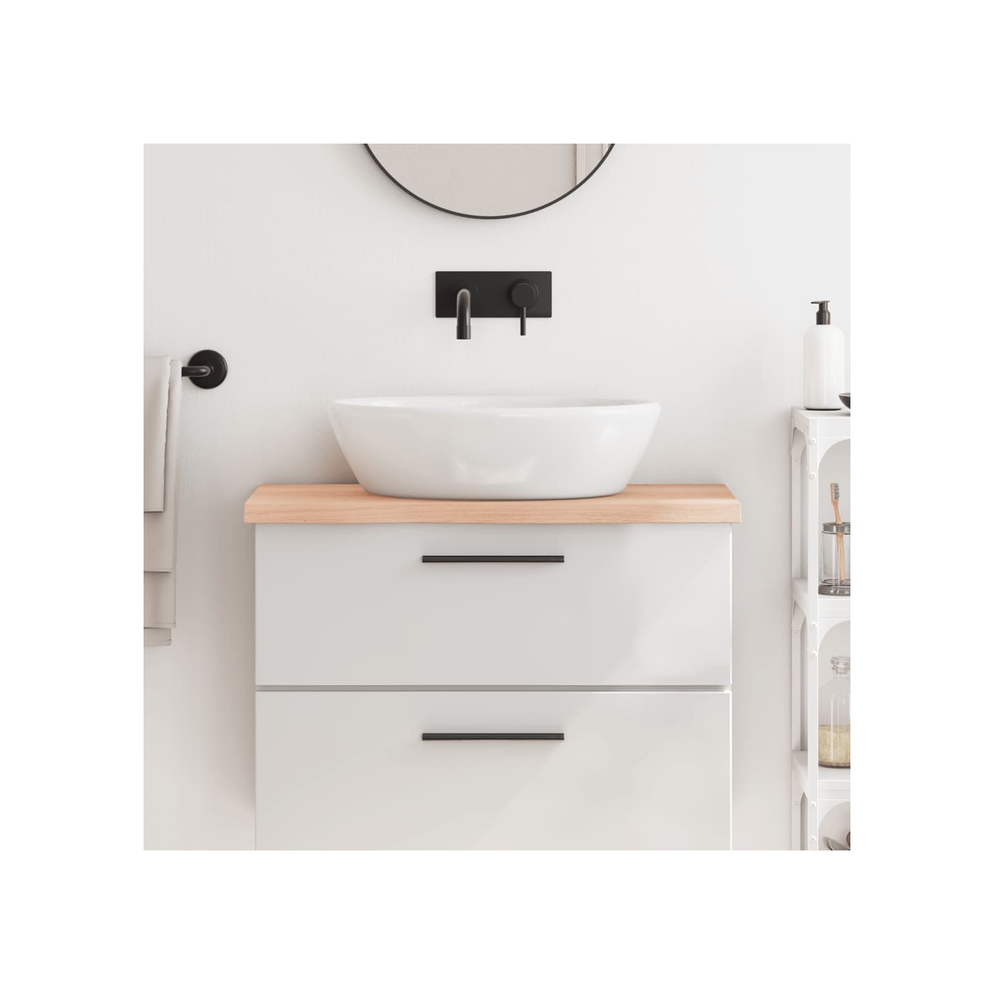 Comptoir de salle de bain 80x30x(2-4) cm bois massif non traité