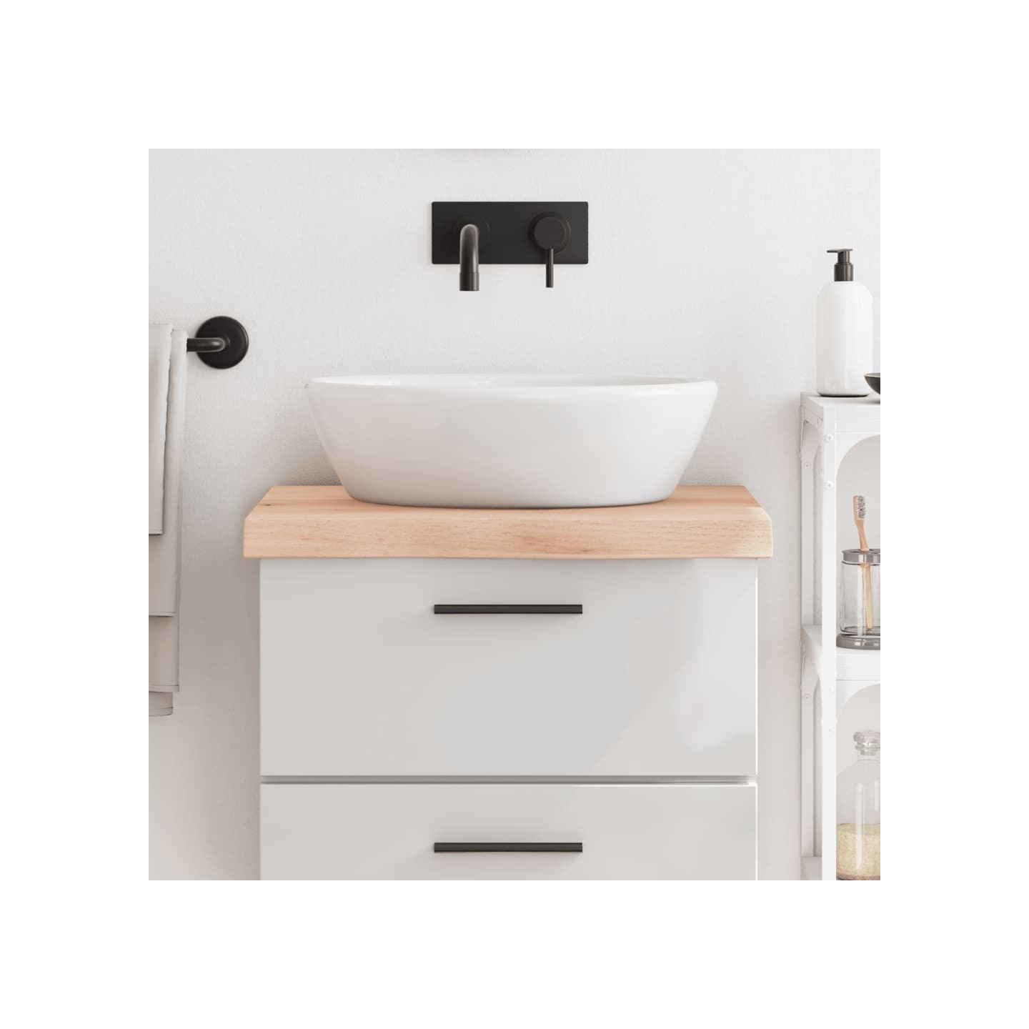 Comptoir de salle de bain 60x50x(2-6) cm bois massif non traité