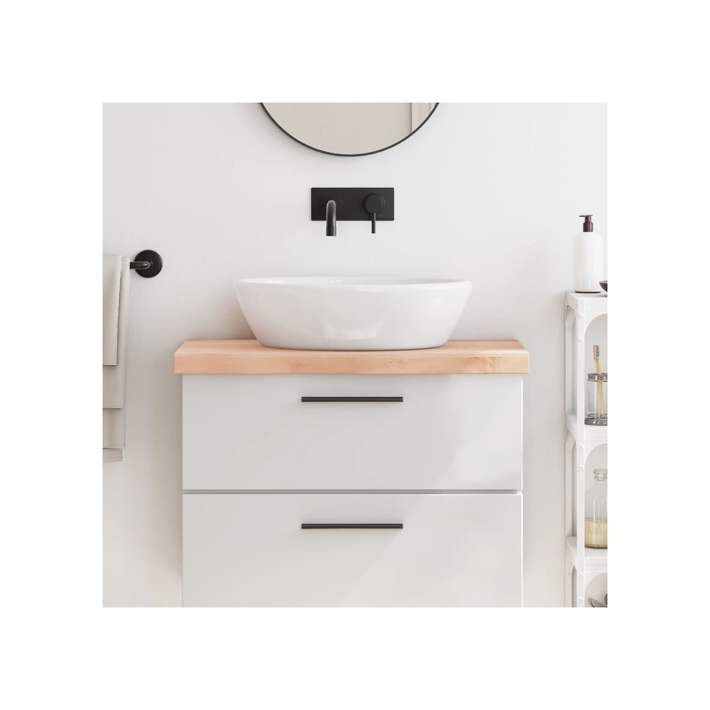 Comptoir de salle de bain 80x40x(2-6) cm bois massif non traité