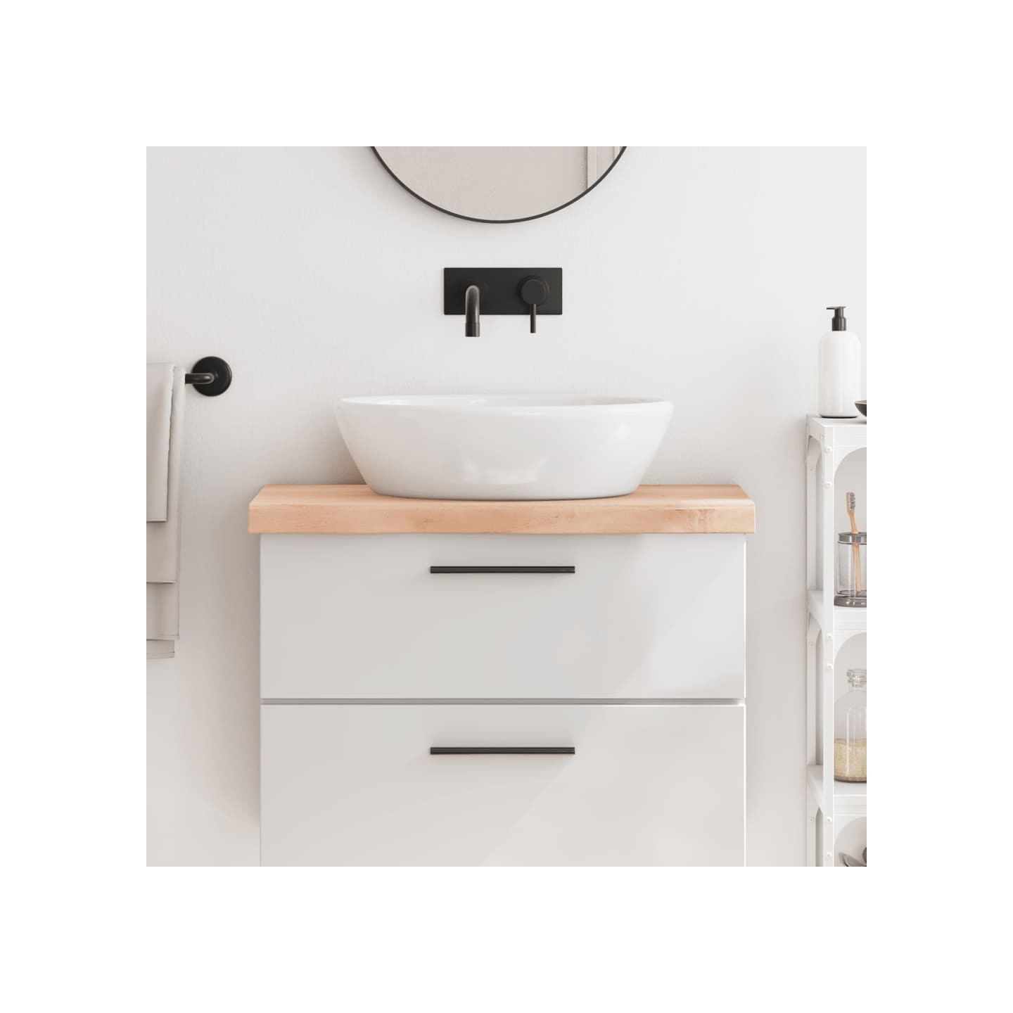 Comptoir de salle de bain 80x30x(2-6) cm bois massif non traité