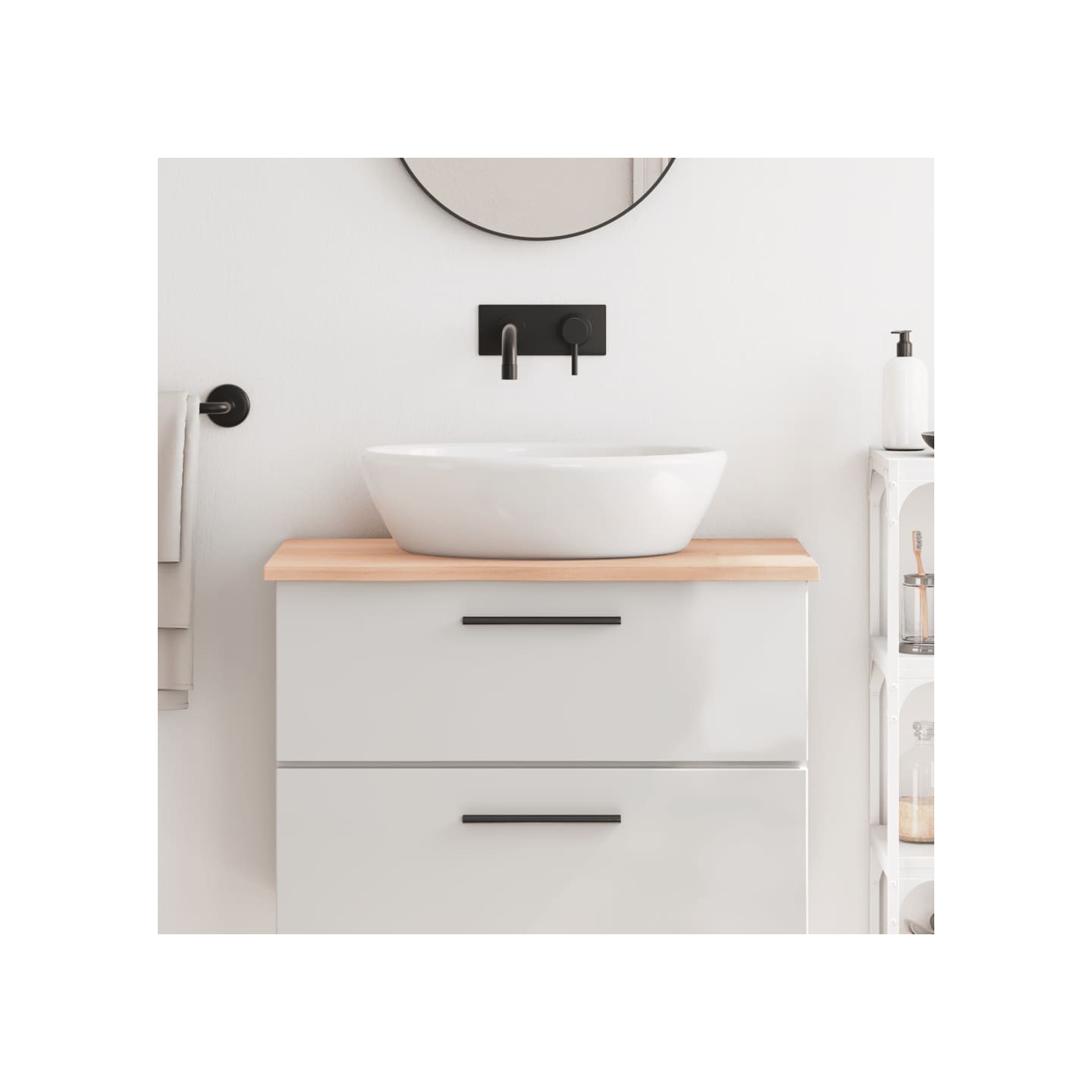 Comptoir de salle de bain 80x50x2 cm bois massif non traité