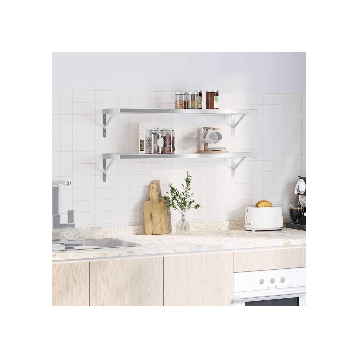Étagères murales 2 pcs 100x30 cm argenté acier inoxydable