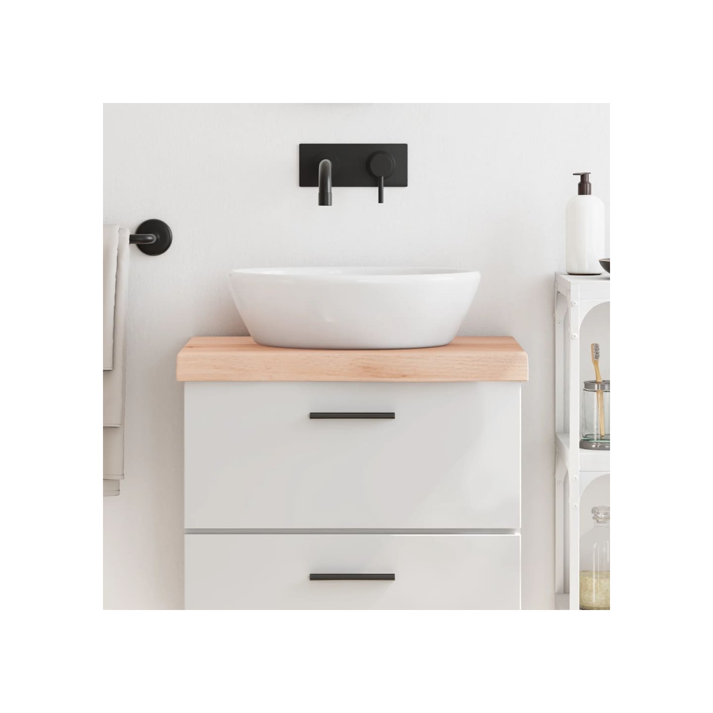Comptoir de salle de bain 60x40x(2-6) cm bois massif non traité