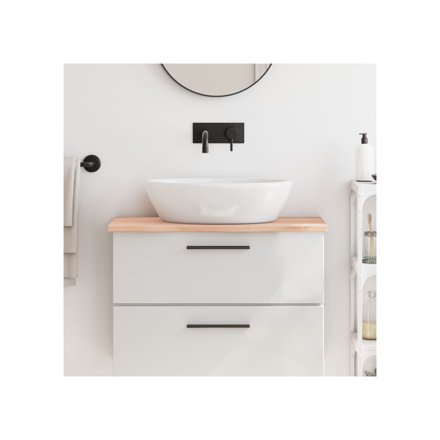 Comptoir de salle de bain 80x40x2 cm bois massif non traité