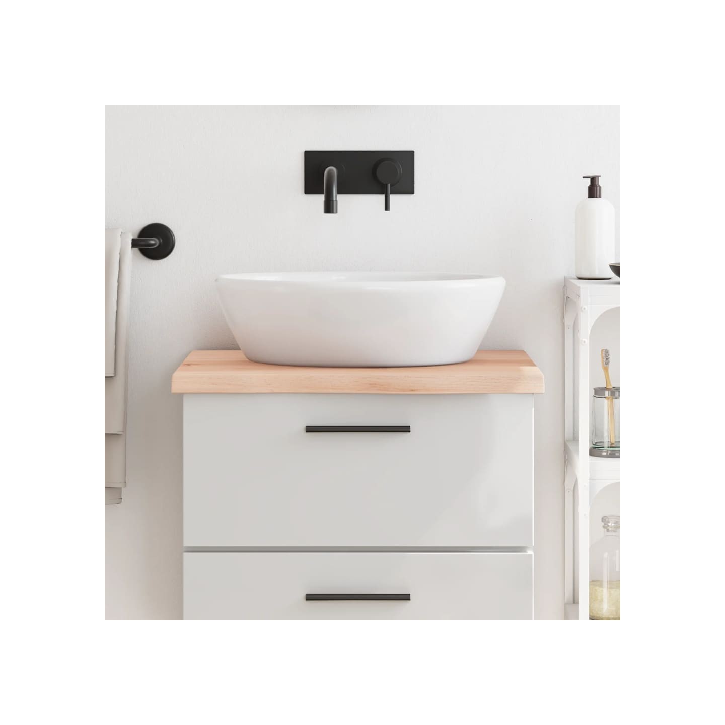 Comptoir de salle de bain 60x60x(2-4) cm bois massif non traité