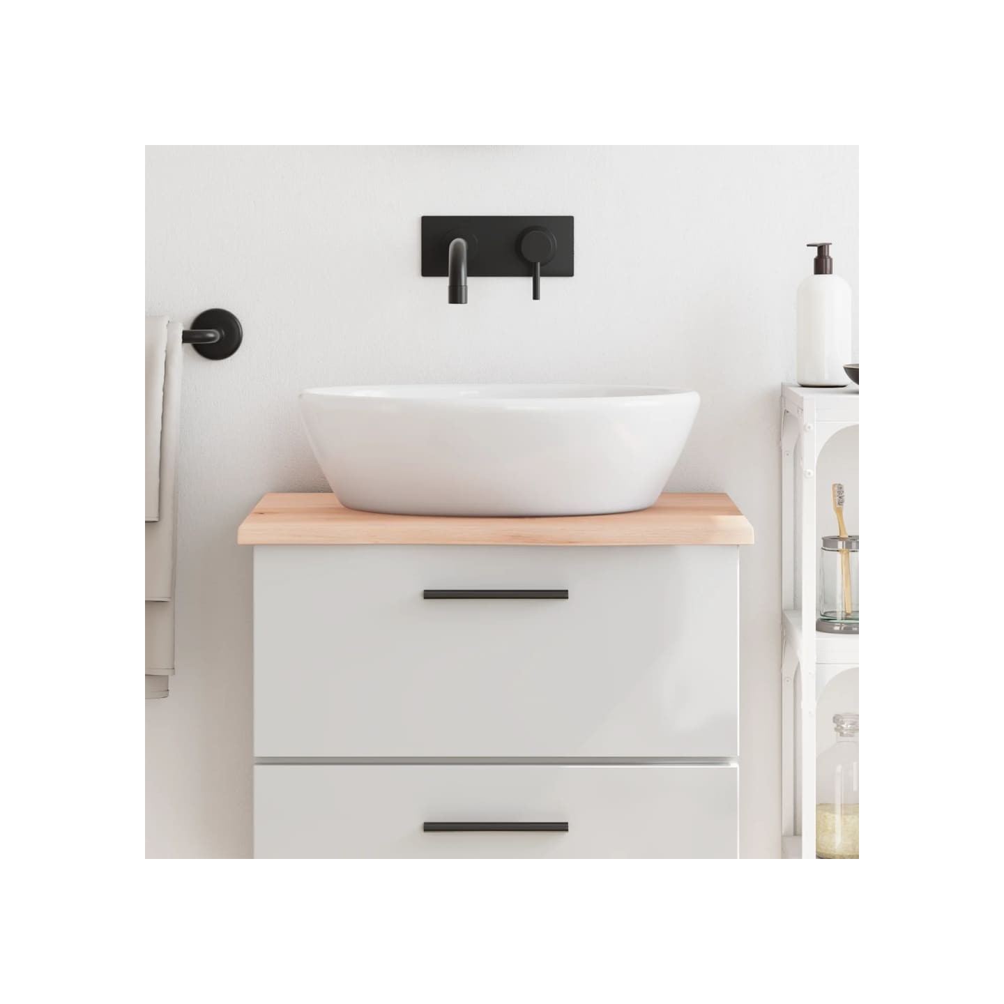 Comptoir de salle de bain 60x50x2 cm bois massif non traité