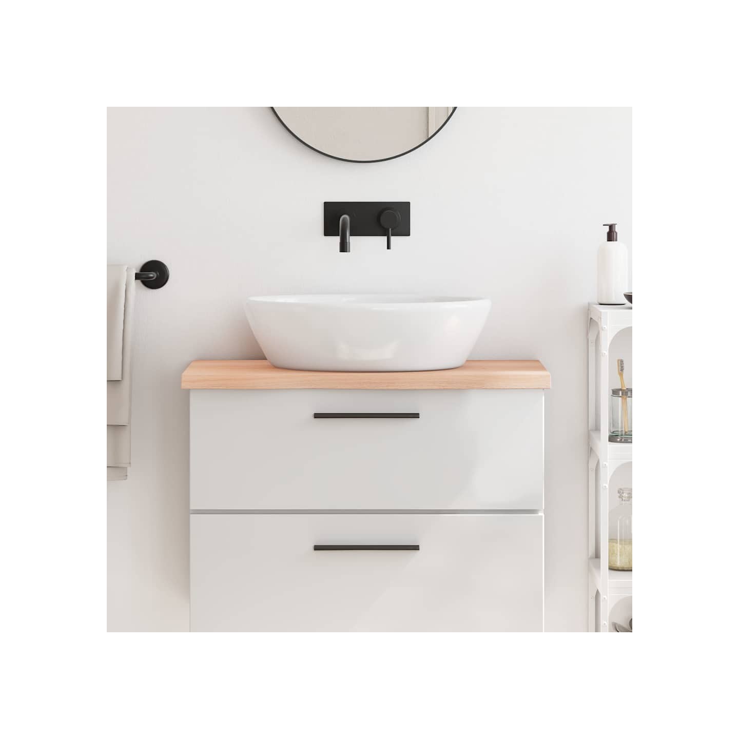 Comptoir de salle de bain 80x40x(2-4) cm bois massif non traité