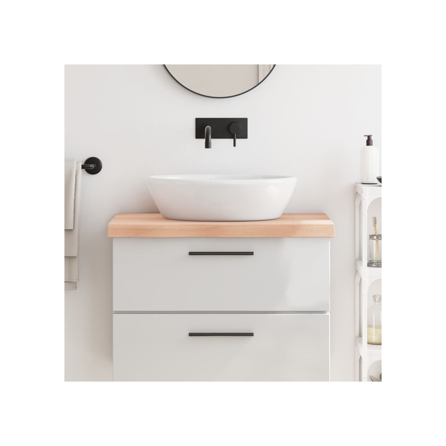 Comptoir de salle de bain 80x50x(2-6) cm bois massif non traité