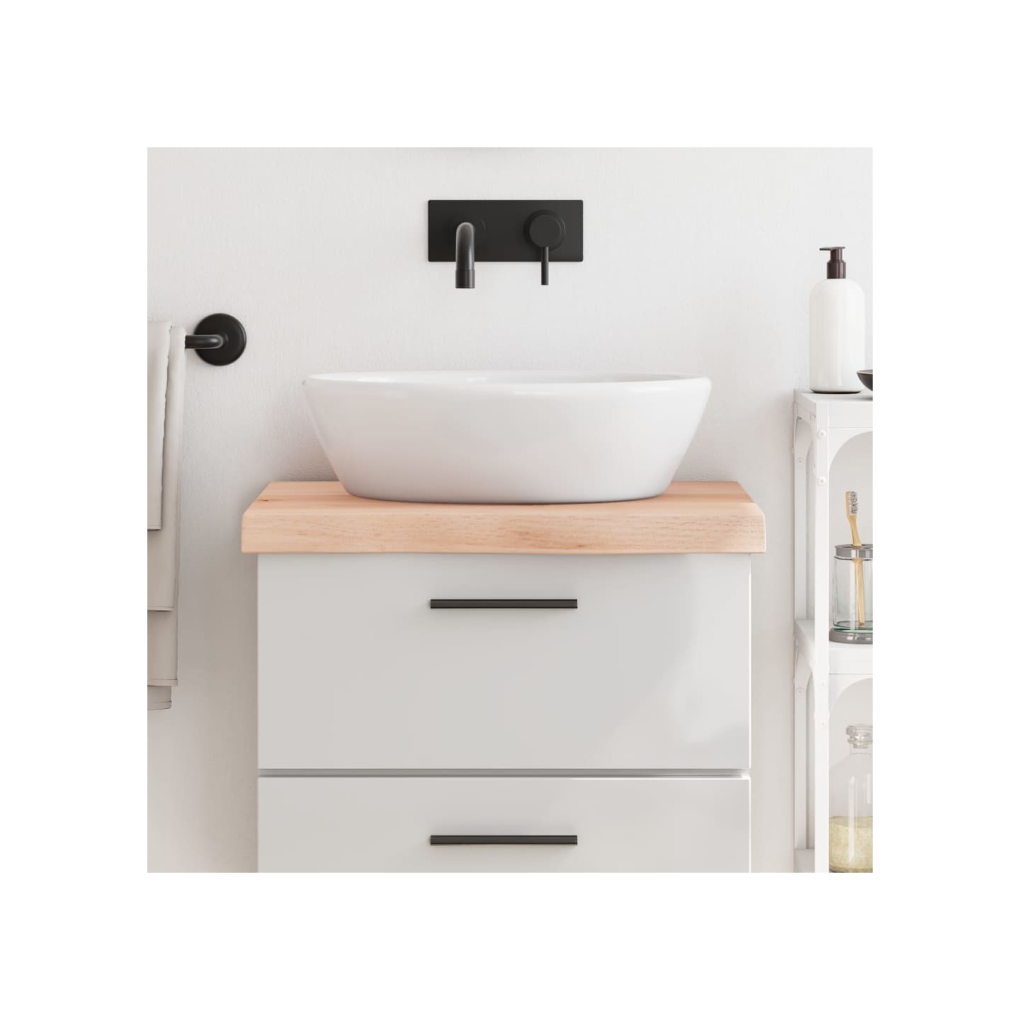 Comptoir de salle de bain 60x60x(2-6) cm bois massif non traité