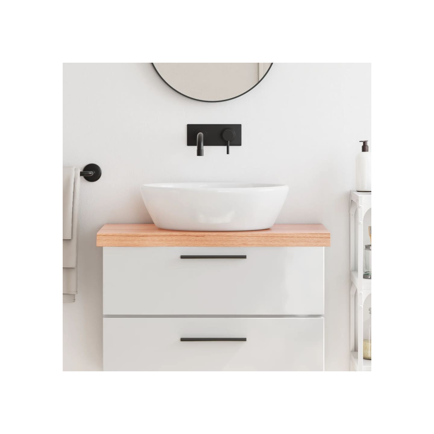 Comptoir de salle de bain marron 80x30x(2-6) cm bois traité