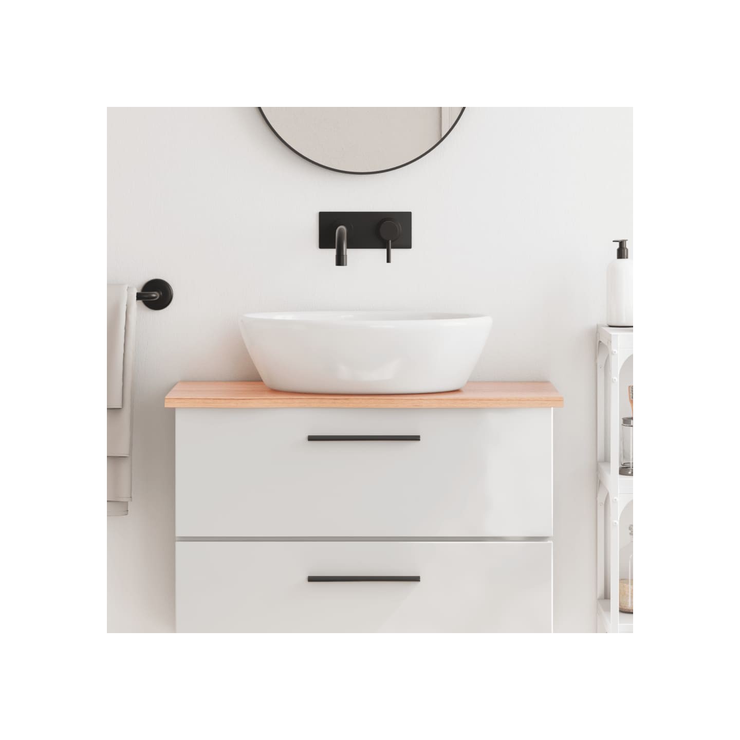 Comptoir de salle de bain marron clair 80x40x2 cm bois traité
