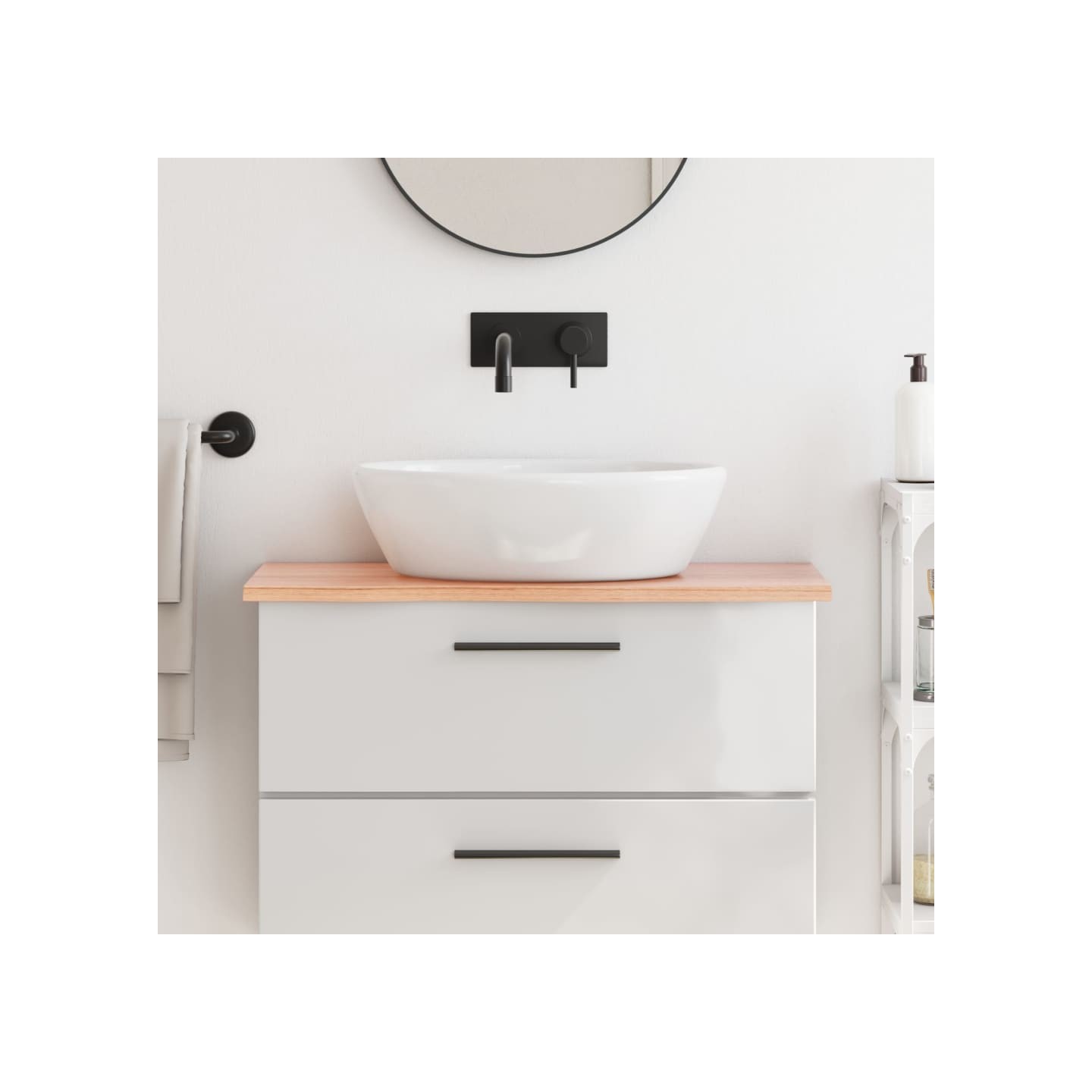 Comptoir de salle de bain marron clair 80x30x2 cm bois traité