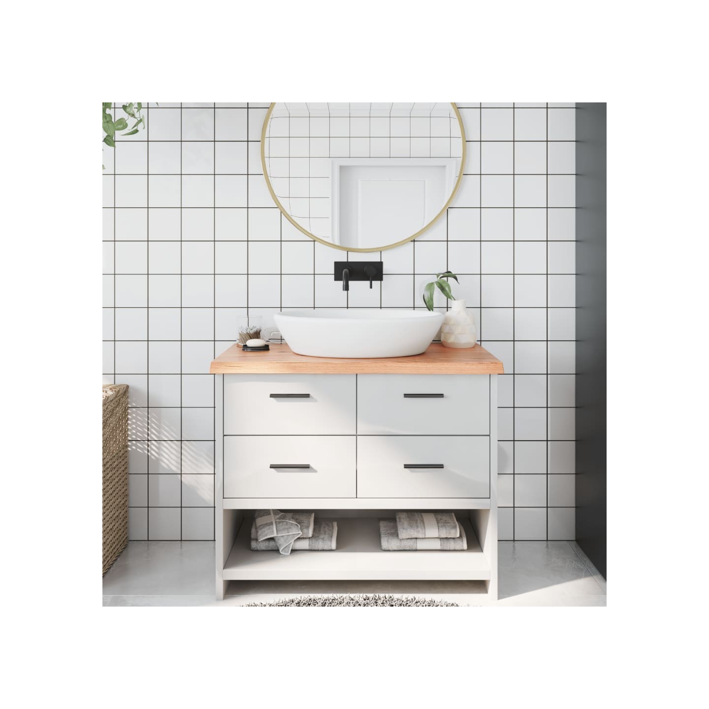 Comptoir de salle de bain marron 100x40x(2-4) cm bois traité