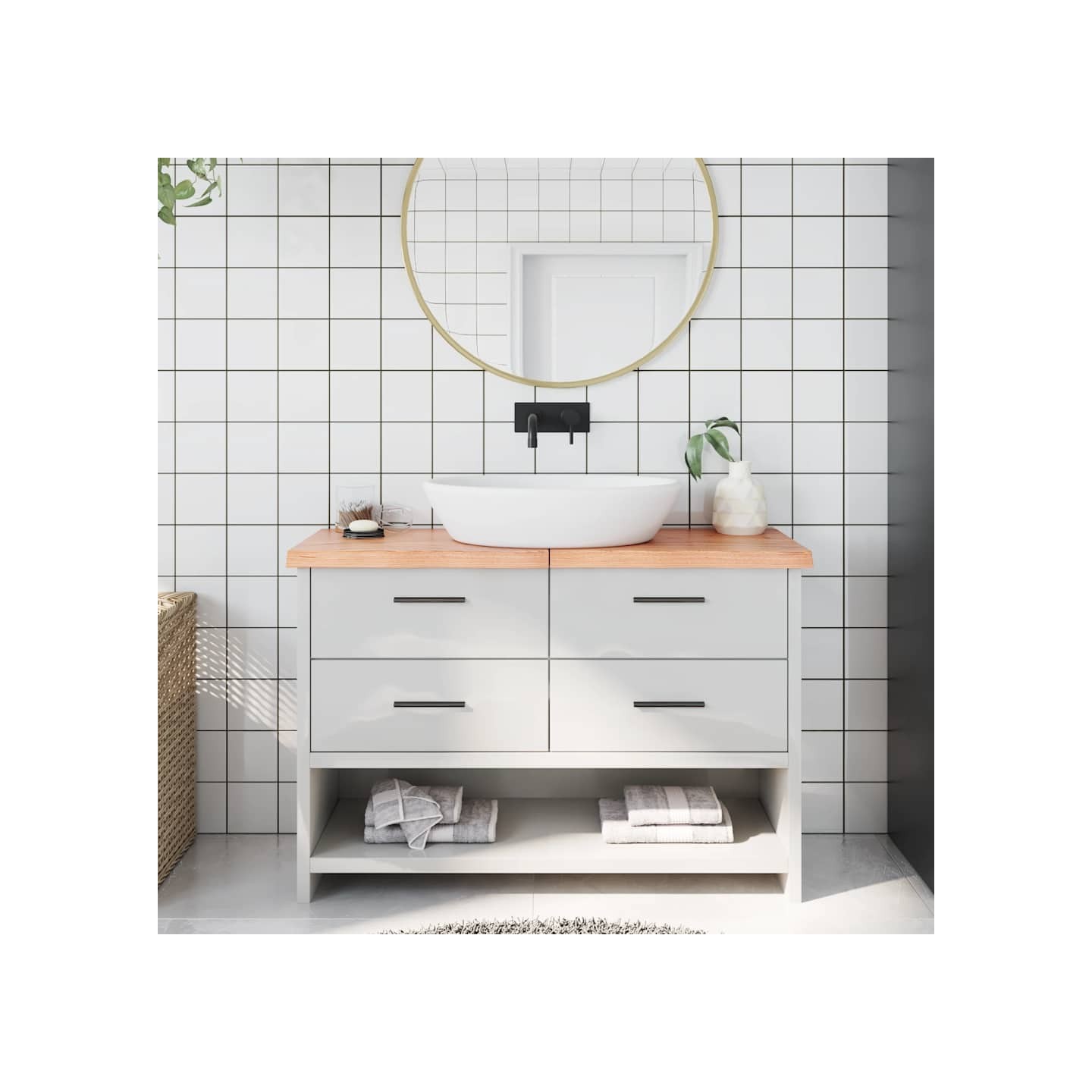 Comptoir de salle de bain marron 120x30x(2-4) cm bois traité