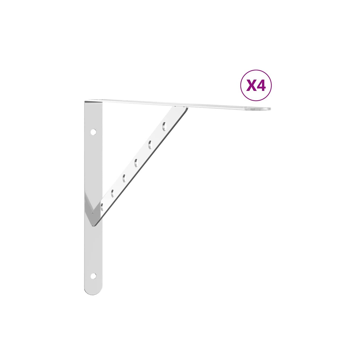 Supports d'étagères 4 pcs 40x2,5x25 cm argenté acier inoxydable