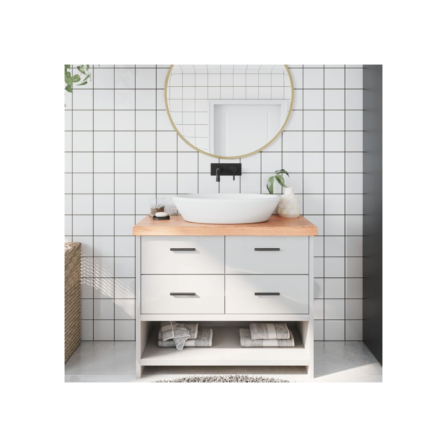 Comptoir de salle de bain marron 100x40x(2-6) cm bois traité