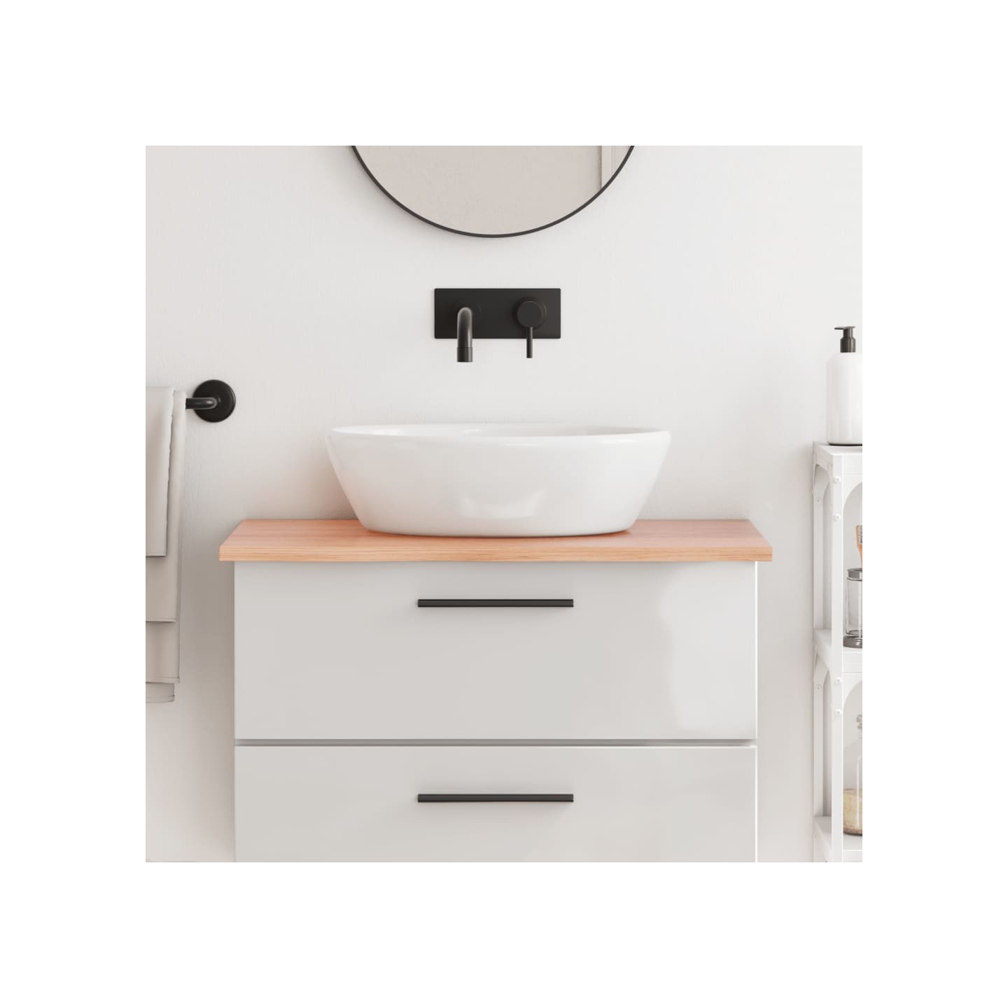 Comptoir de salle de bain marron clair 80x50x2 cm bois traité