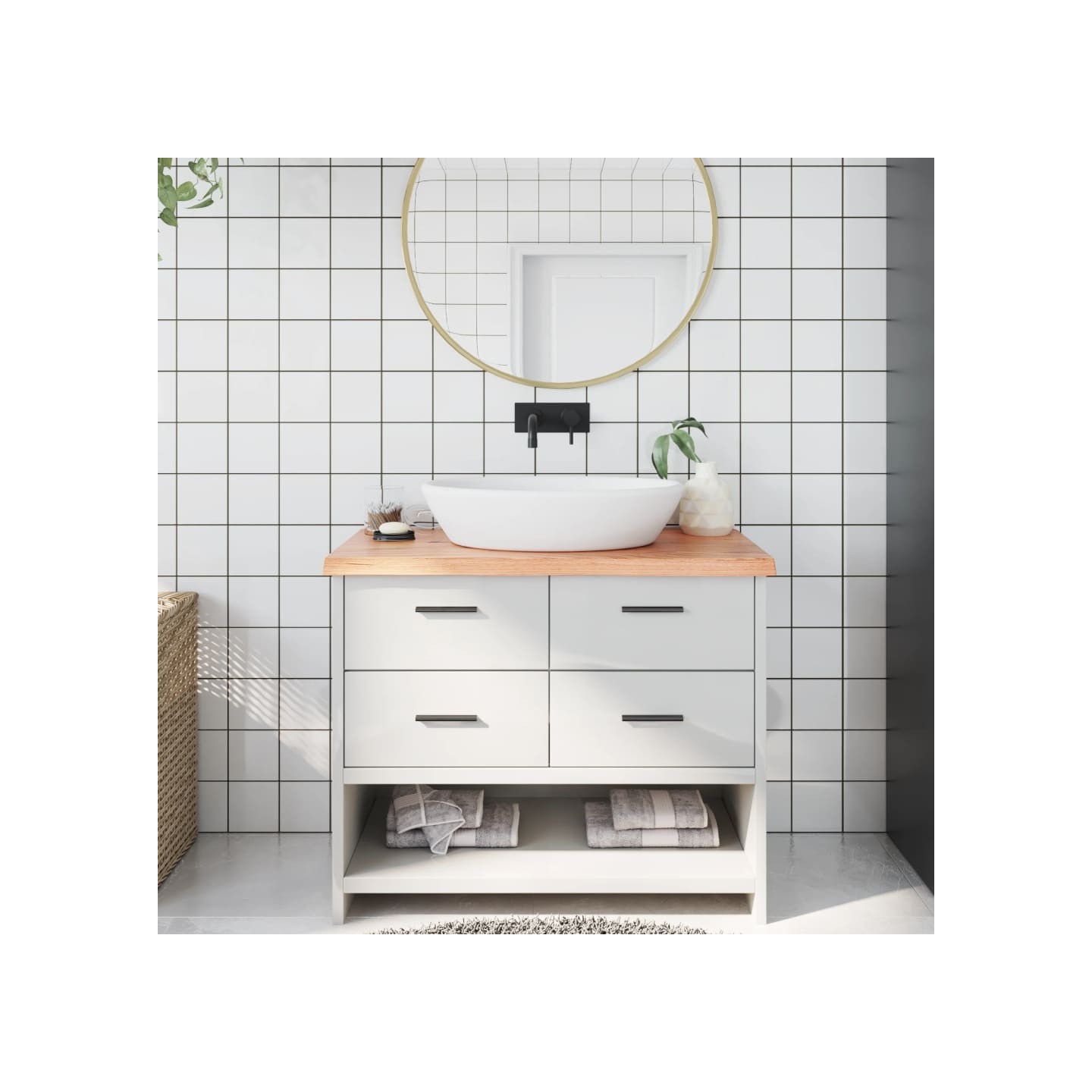 Comptoir de salle de bain marron 100x50x(2-4) cm bois traité