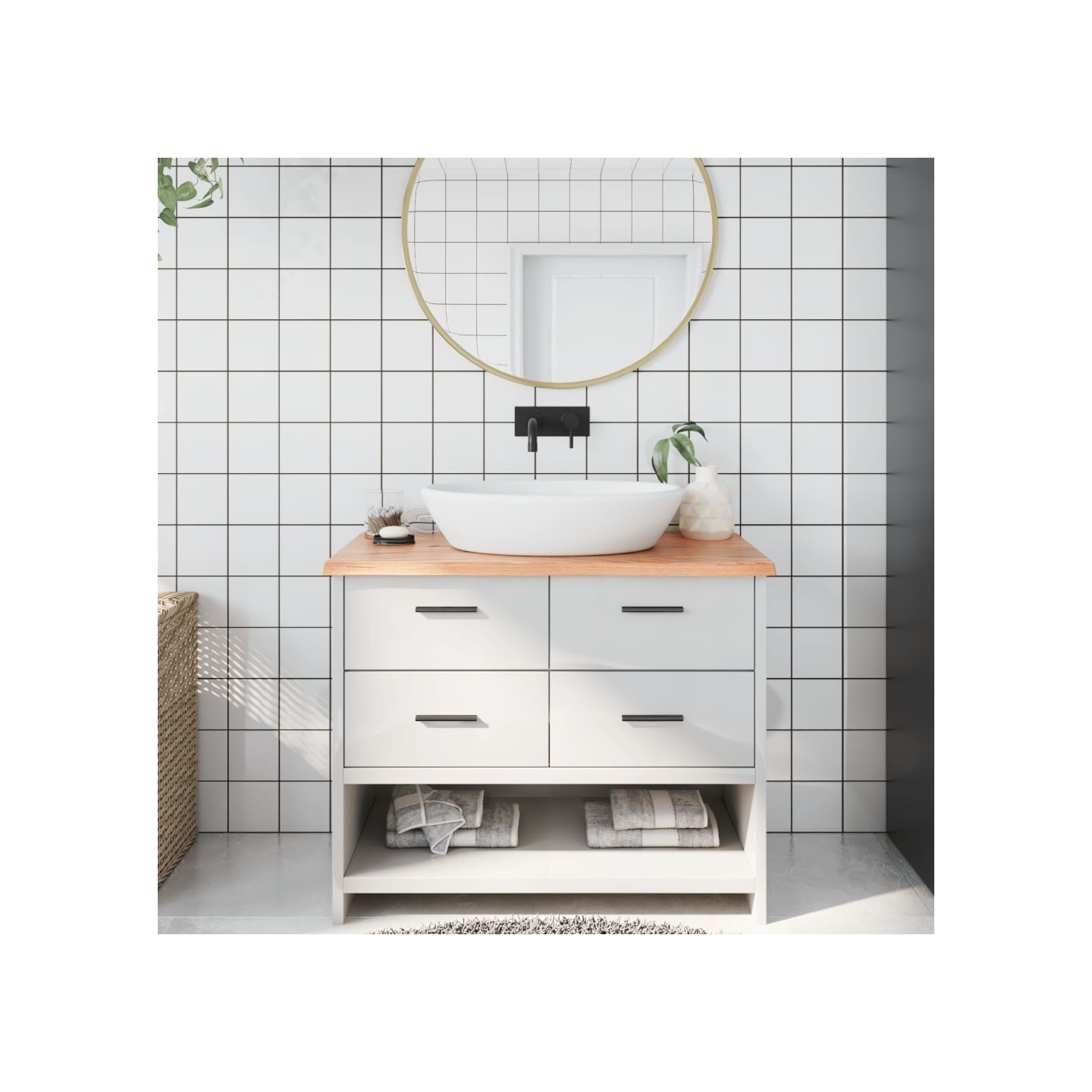 Comptoir de salle de bain marron clair 100x40x2 cm bois traité